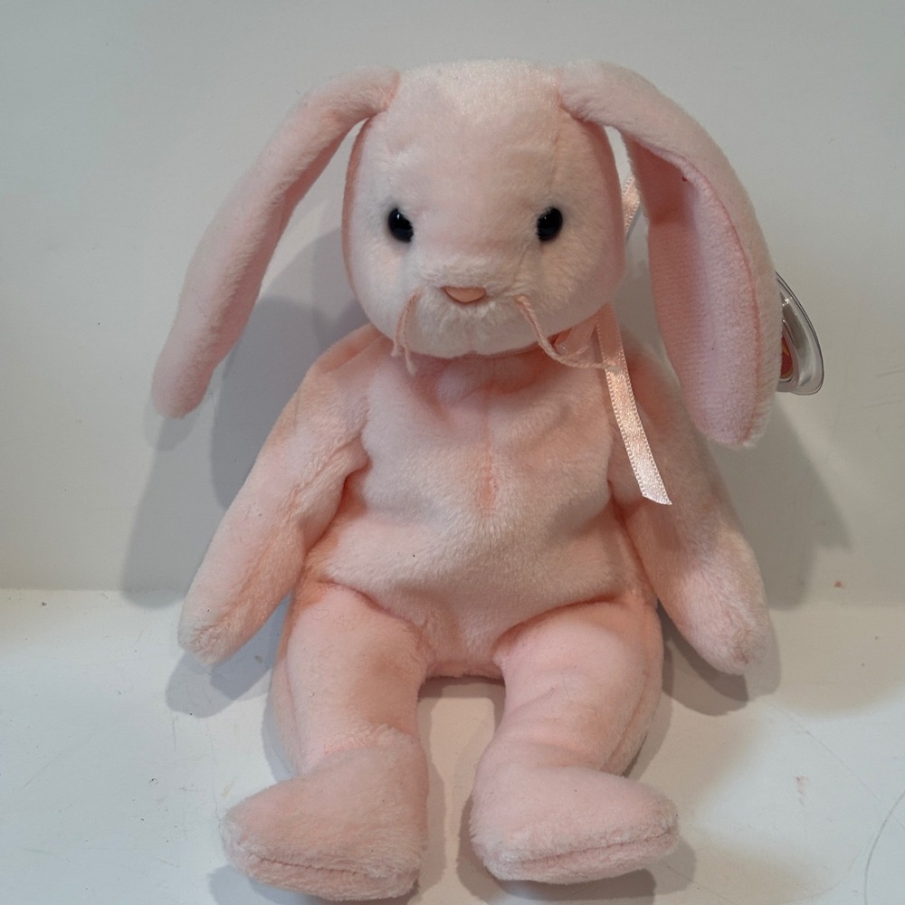 Ty Beanie Baby Hoppity Pink Rabbit Plush Easter Bunny 1996 4117 with Tags